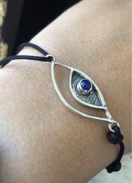 SPECIAL Evil eye bracelet, blue lapis silver bracelet 