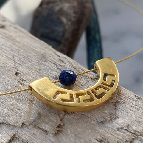 greek key necklace choker blue lapis