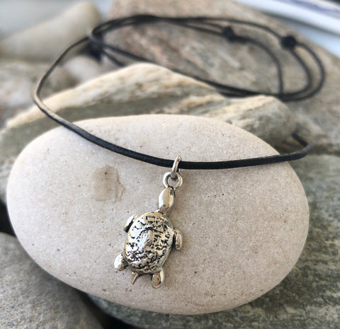 Turtle necklace, silver turtle pendant, turtle jewelry, sterling silver turtle 