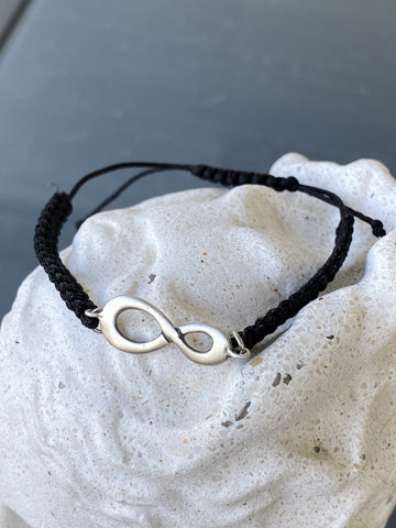 silver eternity bracelet with nylon macrame adjustable 