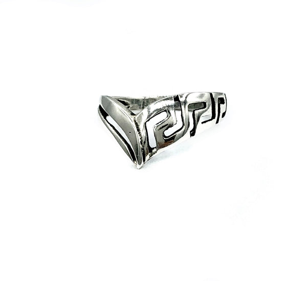 Greek key ring, meander, meandros, sterling silver wide ring 