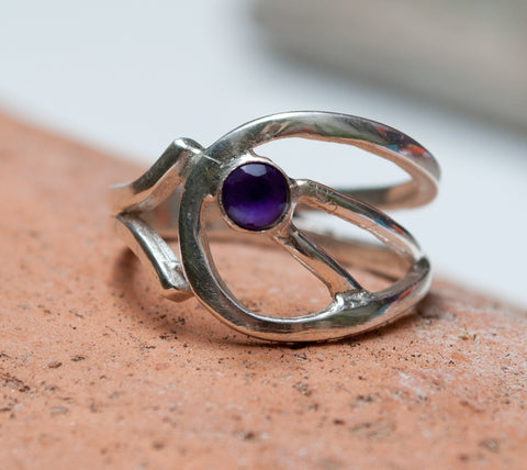 Amethyst Silver ring, Amethyst ring, February birthstone silver ring 