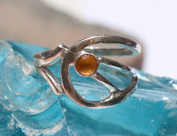 citrine silver ring, yellow stone ring, November birthstone modern silver ring 