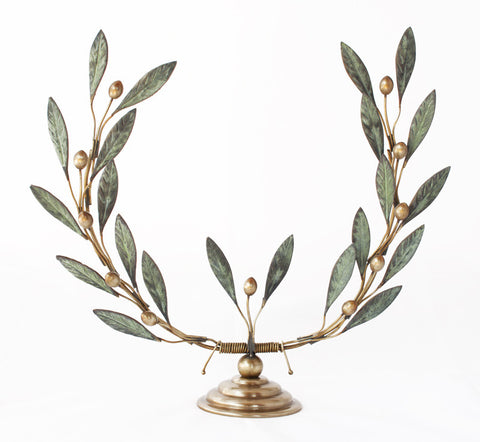 Bronze olive tree branch wreath sculpture verdigris patina finish - Handmade with Love - Eleni Pantagis