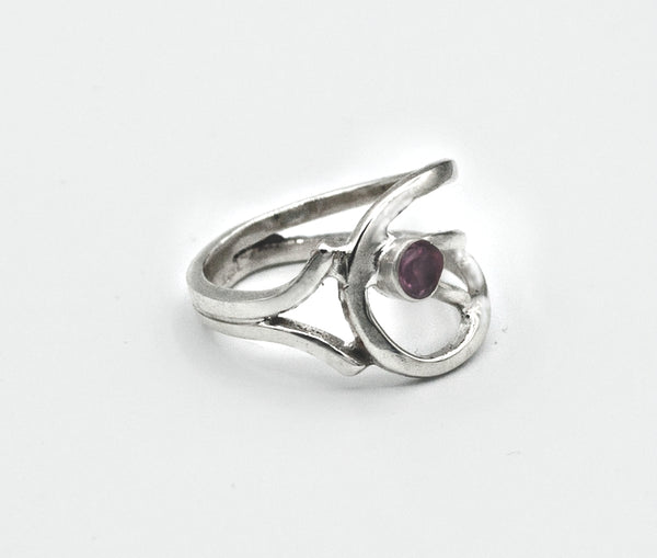Pink tourmaline silver ring, pink stone ring, modern silver ring 