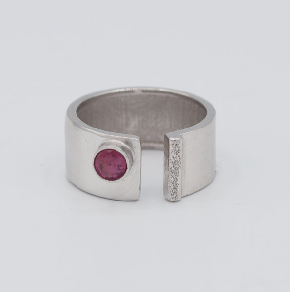 pink tourmaline silver ring adjustable October birthstone ring pink stone ring 