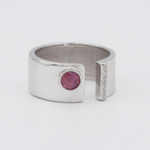 pink tourmaline silver ring adjustable October birthstone ring pink stone ring 