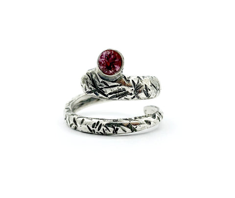 pink tourmaline ring, snake ring, pink stone ring, October birthstone ring 