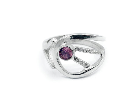 Pink tourmaline ring, pink stone ring, modern silver ring 