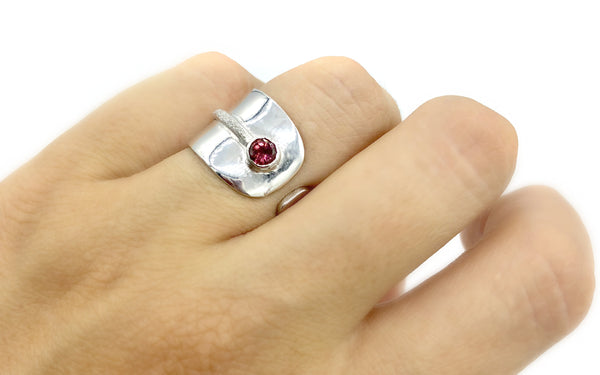 pink tourmaline silver ring, adjustable silver ring, pink stone ring October birthstone 