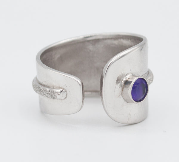 amethyst silver ring, adjustable silver ring, purple stone ring Santorini Ring 