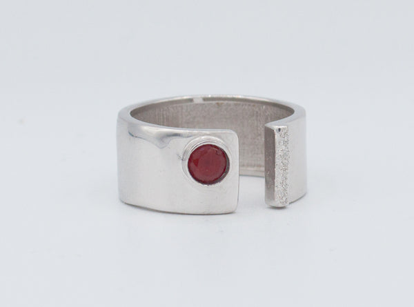 Red garnet silver ring adjustable January birthstone red stone ring 