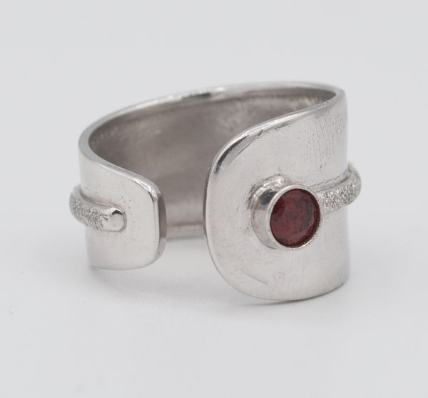 Red Garnet silver ring adjustable, January birthstone red stone ring Santorini Ring 