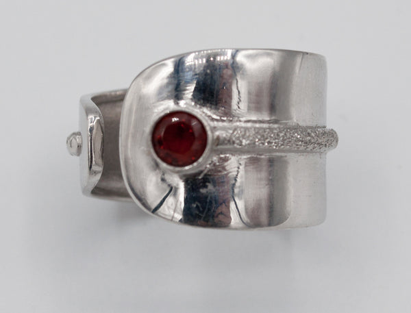 Red Garnet silver ring adjustable, January birthstone red stone ring Santorini Ring 