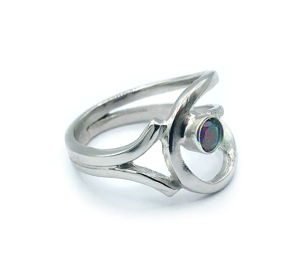 red garnet ring, red stone ring, modern silver ring January birthstone ring 