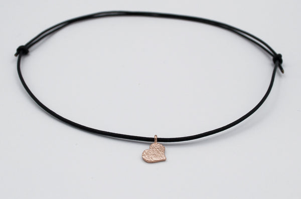 Rose heart pendant, rose heart necklace sterling silver charms, leather cord 