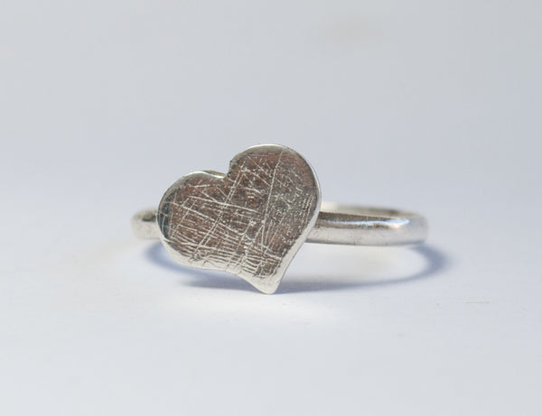 silver heart ring, rough textured silver heart ring, sterling silver heart ring 