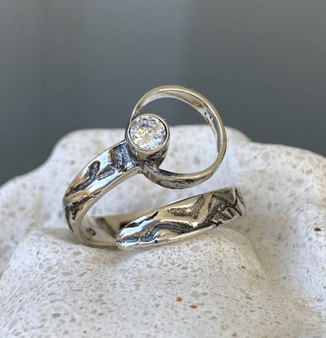 silver ring, handmade silver ring, zircon gemstone ring 