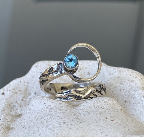 silver ring, handmade silver ring, topaz gemstone ring 