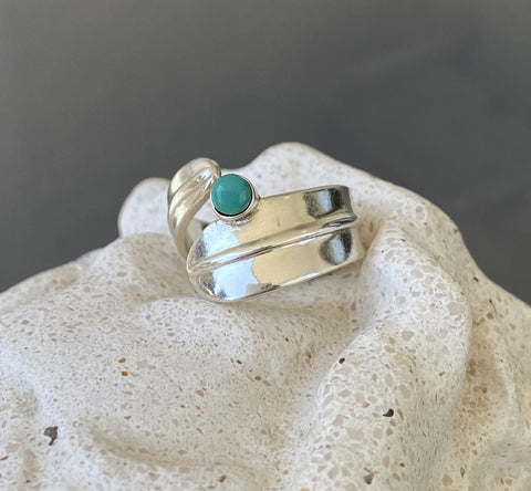 silver ring, gemstone silver ring, turquoise ring 