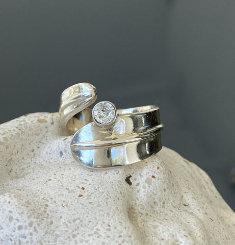 silver ring, gemstone silver ring, zircon ring 