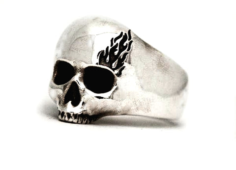 Skull ring sterling silver skull ring, biker's skull ring oxidised 