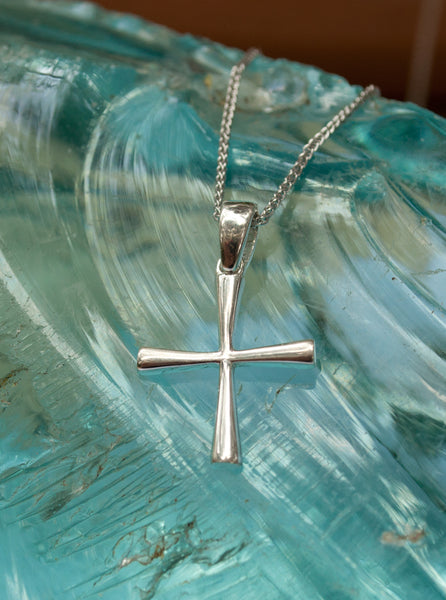 Woman's silver cross, Silver cross necklace, small silver cross, Byzantine silver cross 