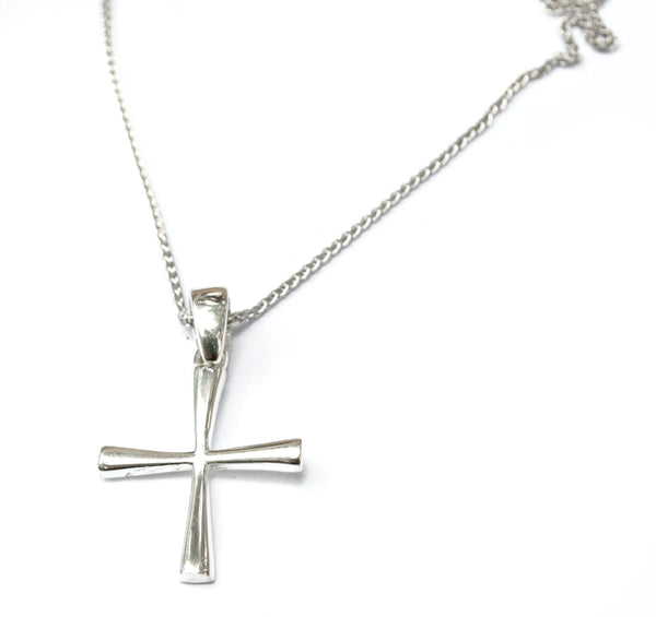 Woman's silver cross, Silver cross necklace, small silver cross, Byzantine silver cross 
