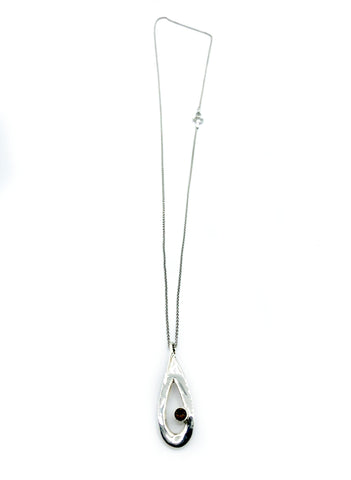 smoky quartz pendant drop pendant, silver pendant silver chain 