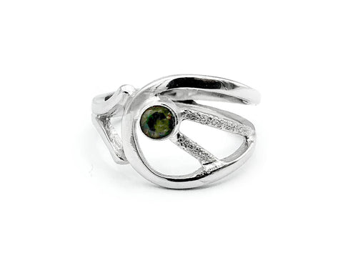 smoky quartz ring, brown stone ring, modern silver ring 