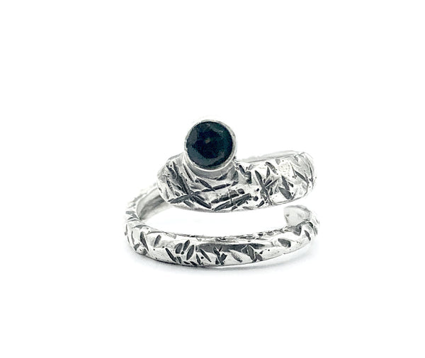 snake ring, smoky quartz ring, brown stone ring, modern silver ring 