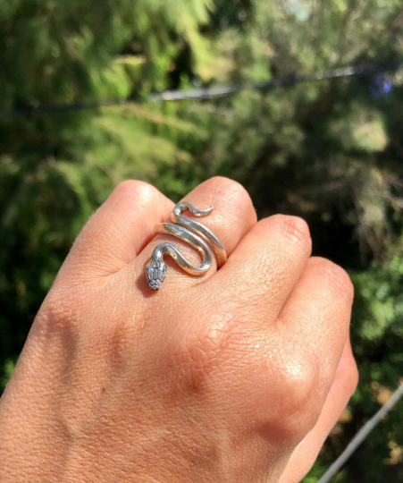 snake ring, silver snake ring, adjustable snake ring 