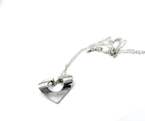 spade shape pendant, greek pendant, greek jewelry, silver pendant with chain 
