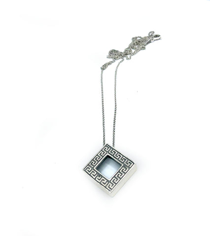 square greek key pendant, greek pendant, greek jewelry, meander pendant 