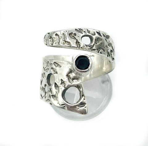 Sterling silver wide wrap ring Greek ring 