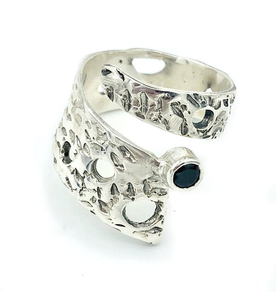 Sterling silver wide wrap ring Greek ring 