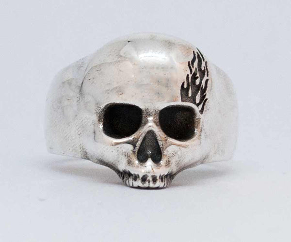 Skull ring sterling silver skull ring, biker's skull ring oxidised 