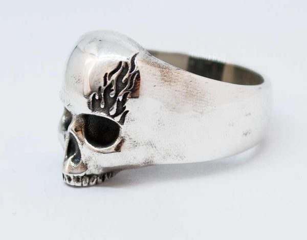 Skull ring sterling silver skull ring, biker's skull ring oxidised 