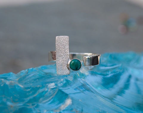 turquoise silver ring, geometric ring, turquoise stone ring, modern silver ring 