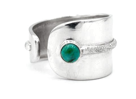 turquoise silver ring adjustable silver ring turquoise stone ring Santorini Ring 