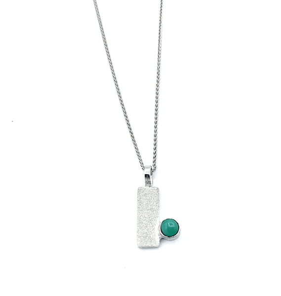 turquoise silver pendant textured small pendant silver chain 