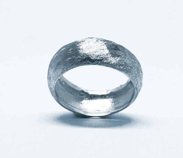 Thick silver band, Hammered texture ring, Thick silver ring - Handmade with Love - Eleni Pantagis