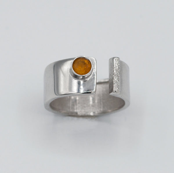 Citrine silver ring adjustable November birthstone yellow stone ring 