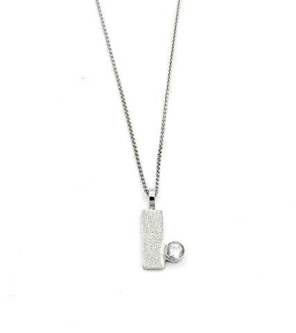 zircon silver pendant textured small pendant silver chain 
