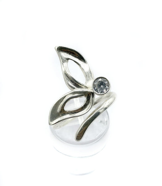 flower ring, zircon silver ring, one size fits all ring, modern ring 
